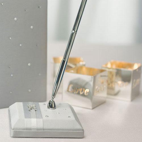 Platinum By Design Satin Wrapped Pen Set (Pack of 1)-Wedding Reception Accessories-JadeMoghul Inc.