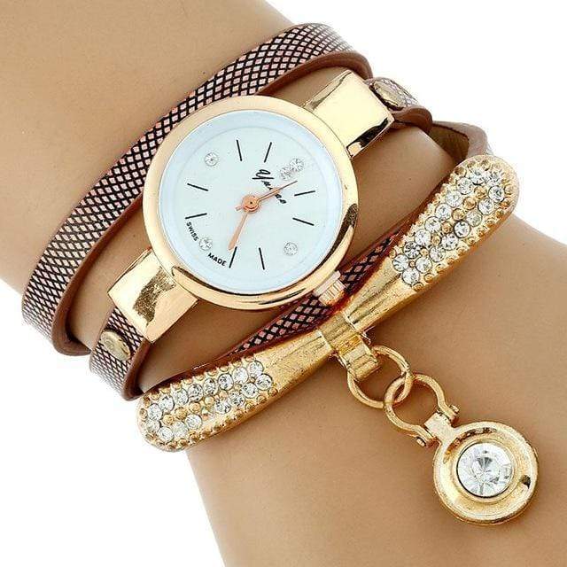 Platinum Fashion Luxury Brand New Women Rhinestone Gold Bracelet Watch AExp