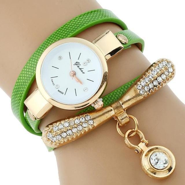 Platinum Fashion Luxury Brand New Women Rhinestone Gold Bracelet Watch-Green-JadeMoghul Inc.