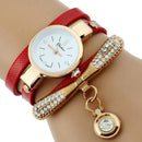 Platinum Fashion Luxury Brand New Women Rhinestone Gold Bracelet Watch-Red-JadeMoghul Inc.