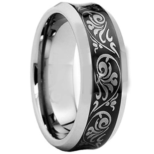 Platinum Rings For Women Platinum White Black Tungsten Carbide Celtic Concave Ring