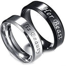 Men's Platinum Band Rings White Black Tungsten Carbide His Beauty Her Beast 