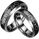 Men's Platinum Band Rings White Black Tungsten Carbide His Crazy Her Weirdo 