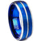 Platinum Engagement Rings White Blue Tungsten Carbide Sandblasted Center Groove Step 