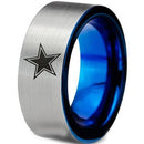 Platinum Engagement Rings Platinum White Blue Tungsten Carbide Star Flat Ring