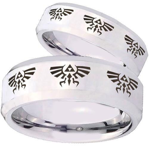 Men's Platinum Band Rings Platinum White Tungsten Carbide  Legend of Zelda Ring