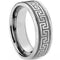 Platinum Rings For Women Platinum White Tungsten Carbide Double Grooves Greek Key Ring