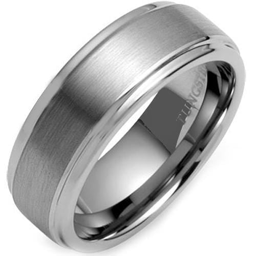 Men's Platinum Wedding Rings Platinum White Tungsten Carbide Matt Shiny Step Ring