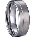 Platinum Band Rings Platinum White Tungsten Carbide Offset Groove Matt Shiny Flat Ring