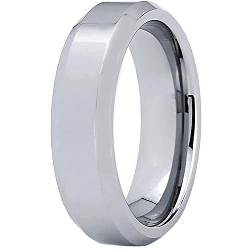 Men's Platinum Band Rings Platinum White Tungsten Carbide Polished Shiny Ring