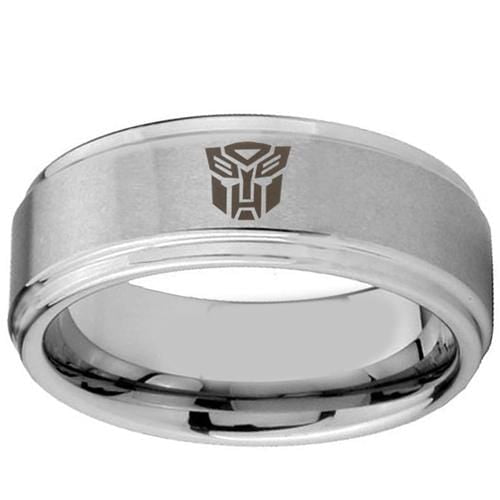 Platinum Band Rings Platinum White Tungsten Carbide Transformer Step Ring