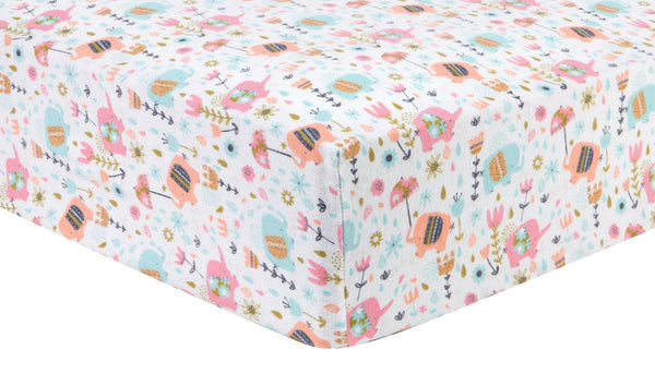 Playful Elephants Deluxe Flannel Fitted Crib Sheet-WHIM-G-JadeMoghul Inc.