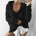 Plush Hooded drawstring Sweater-Black-S-JadeMoghul Inc.