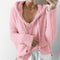 Plush Hooded drawstring Sweater-Pink-S-JadeMoghul Inc.
