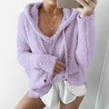 Plush Hooded drawstring Sweater-Purple-S-JadeMoghul Inc.