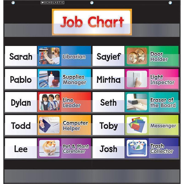 POCKET CHART CLASS JOBS BLACK-Learning Materials-JadeMoghul Inc.