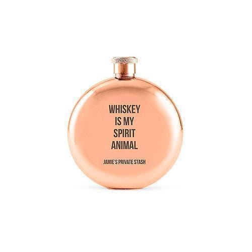 Polished Rose Gold Hip Flask - Spirit Animal Etching (Pack of 1)-Personalized Gifts for Women-JadeMoghul Inc.