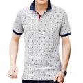 Polo Shirt Men Summer 100% Cotton Printed POLO Shirts Brands Short Sleeve Camisas Polo Stand Collar Male Polo Shirts 3XL,EDA377-Grey-M-JadeMoghul Inc.