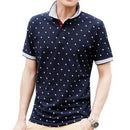 Polo Shirt Men Summer 100% Cotton Printed POLO Shirts Brands Short Sleeve Camisas Polo Stand Collar Male Polo Shirts 3XL,EDA377-Navy Blue-M-JadeMoghul Inc.