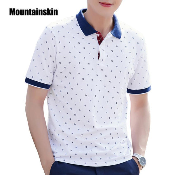 Polo Shirt Men Summer 100% Cotton Printed POLO Shirts Brands Short Sleeve Camisas Polo Stand Collar Male Polo Shirts 3XL,EDA377-White-M-JadeMoghul Inc.