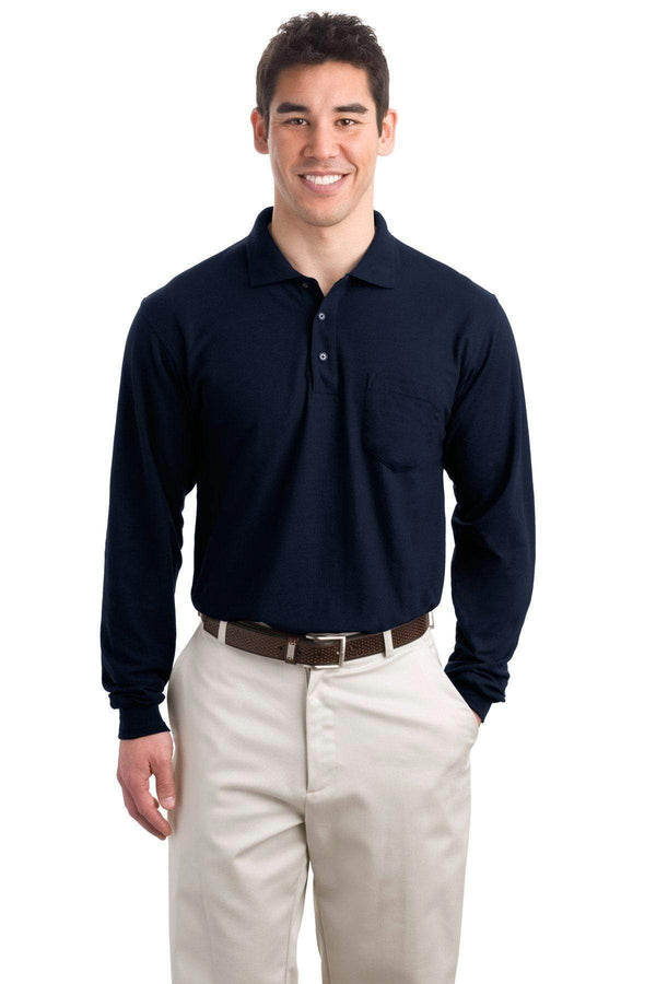 Polos/knits Port Authority Long Sleeve Silk TouchPolo with Pocket   K500LSP Port Authority