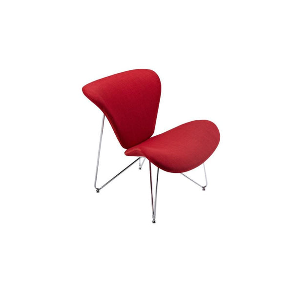Polyester Upholstered Accent Chair with Hairpin Metal Legs, Red and Silver-Accent Chairs-Red and Silver-Metal and Polyester-JadeMoghul Inc.