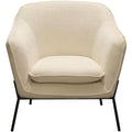 Polyester Upholstered Accent Chair with Splayed Metal Legs and Slope Armrests, Cream and Black-Accent Chairs-Cream and Black-Faux Leather and Metal-JadeMoghul Inc.
