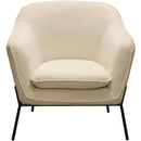 Polyester Upholstered Accent Chair with Splayed Metal Legs and Slope Armrests, Cream and Black-Accent Chairs-Cream and Black-Faux Leather and Metal-JadeMoghul Inc.
