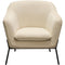 Polyester Upholstered Accent Chair with Splayed Metal Legs and Slope Armrests, Cream and Black-Accent Chairs-Cream and Black-Faux Leather and Metal-JadeMoghul Inc.