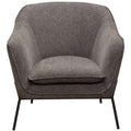 Polyester Upholstered Accent Chair with Splayed Metal Legs and Slope Armrests, Gray-Accent Chairs-Gray and Black-Polyester and Metal-JadeMoghul Inc.