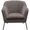 Polyester Upholstered Accent Chair with Splayed Metal Legs and Slope Armrests, Gray-Accent Chairs-Gray and Black-Polyester and Metal-JadeMoghul Inc.