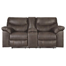 Polyester Upholstered Metal Double Reclining Loveseat with Console and Cup Holders, Black