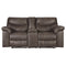 Polyester Upholstered Metal Double Reclining Loveseat with Console and Cup Holders, Black