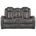 Polyester Upholstered Metal Power Reclining Loveseat with Console, Black