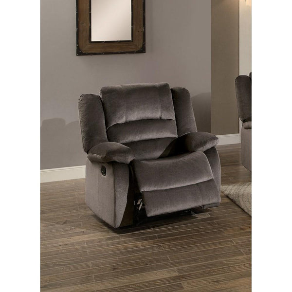 Polyester Upholstered Recliner Chair With Pull Back Mechanism, Chocolate Brown-Living Room Furniture-Brown-Polyester and Metal-JadeMoghul Inc.