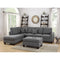 Polyfiber 2 Piece Sectional Set With Nail head Trims In Gray-Sectional Sofas-Gray-Polyfiber-JadeMoghul Inc.