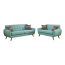 Polyfiber 2 Piece Sofa set With Cushion Seats In Blue-Sofas-Blue-Sky Blue Polyfiber PlywoodSolid PinePlastic Leg-JadeMoghul Inc.