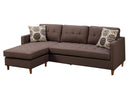 Polyfiber 2 Pieces Sectional With Pillows In Brown-Sectional Sofas-Brown-Particle Board Pine Wood Rubber Wood Leg Polyfiber-JadeMoghul Inc.