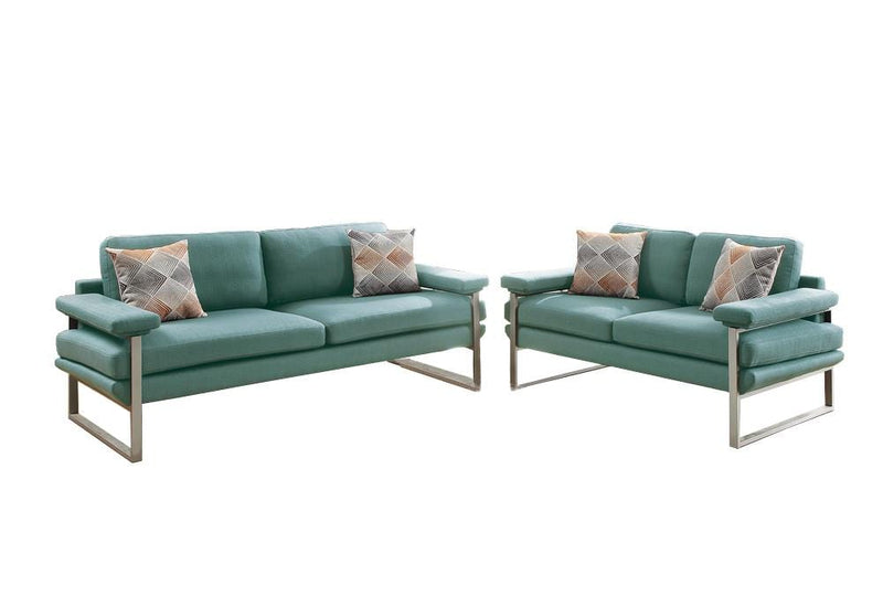 Polyfiber 2 Pieces Sofa Set In Dark Green-Sofas-Green-Polyfiber Plywood Base Panel Solid Pine Frame-JadeMoghul Inc.