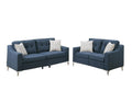 Polyfiber 2 Pieces Sofa Set With Black Welt Trim Blue-Sofas-Blue-Plywood Solid Pine Metal Fiber-JadeMoghul Inc.