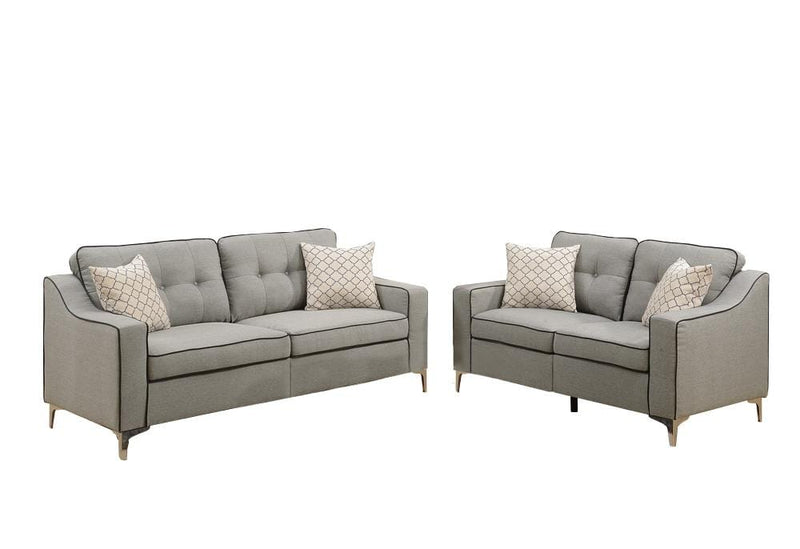 Polyfiber 2 Pieces Sofa Set With Black Welt Trim Gray-Sofas-Gray-Plywood Solid Pine Metal Fiber-JadeMoghul Inc.