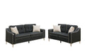 Polyfiber 2 Pieces Sofa Set With White Welt Trim Black-Sofas-Black-Plywood Solid Pine Metal Fiber-JadeMoghul Inc.