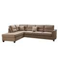 Polyfiber 3 Pieces Sectional Set In Sand Beige-Sectional Sofas-Beige-PlywoodSolid Chinese WoodWoodenFiber Battings-JadeMoghul Inc.