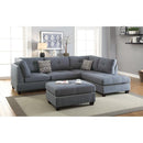 Polyfiber 3 Pieces Sectional Set With Nail head Trim In Blue Gray-Sectional Sofas-Blue Gray-Plywood Solid Pine Wood Fiber-JadeMoghul Inc.