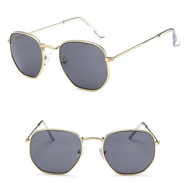 Polygonal Sunglasses Women Glasses Lady Luxury Retro Metal Sun Glasses-Gold Gray-JadeMoghul Inc.