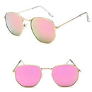 Polygonal Sunglasses Women Glasses Lady Luxury Retro Metal Sun Glasses-Gold Pink-JadeMoghul Inc.