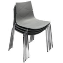 Polypropylene Accent Chairs with Metal Legs, Set of Four, Gray and Chrome-Accent Chairs-Gray and Chrome-Polypropylene and Metal-JadeMoghul Inc.