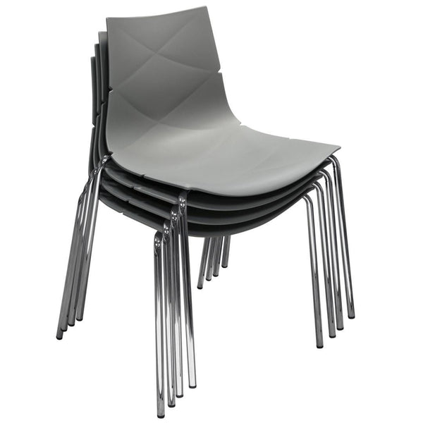 Polypropylene Accent Chairs with Metal Legs, Set of Four, Gray and Chrome-Accent Chairs-Gray and Chrome-Polypropylene and Metal-JadeMoghul Inc.