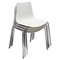 Polypropylene Accent Chairs with Metal Legs, Set of Four, White and Chrome-Accent Chairs-White and Chrome-Polypropylene and Metal-JadeMoghul Inc.