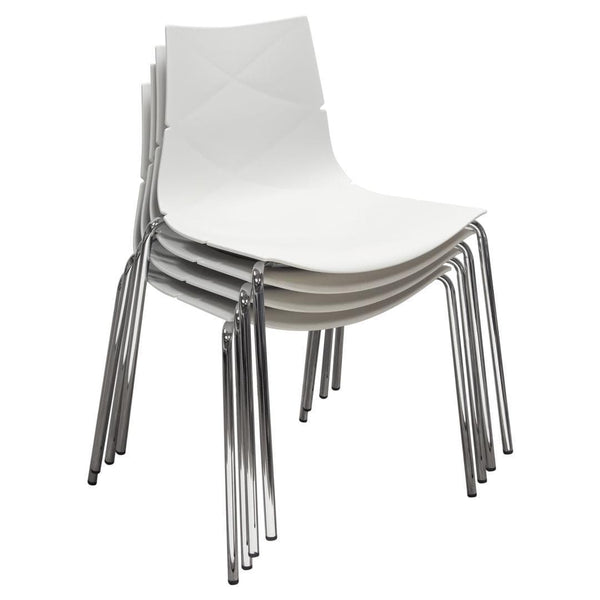 Polypropylene Accent Chairs with Metal Legs, Set of Four, White and Chrome-Accent Chairs-White and Chrome-Polypropylene and Metal-JadeMoghul Inc.